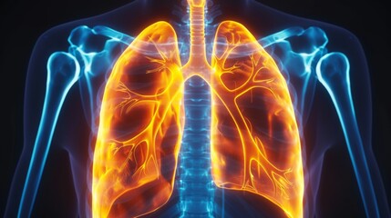 Radiology Image of Human Lungs and Trachea