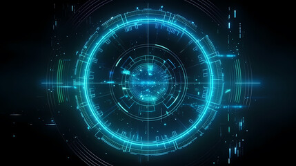 Obraz premium Futuristic blue technology interface with lighting effects