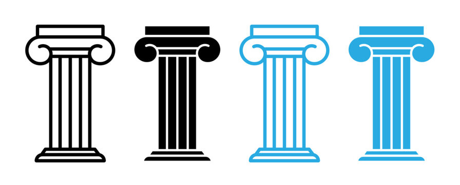 Pillar Line Icon. Law Marble Sculpture icon in outline and solid flat style.