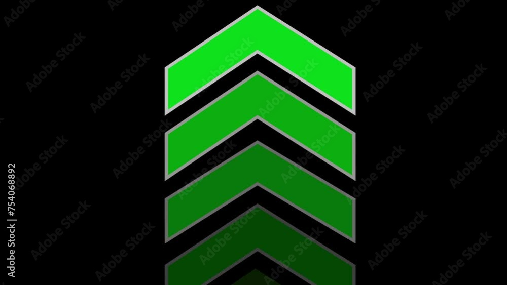 Poster green arrows indicate the direction of the overlay video layer. swipe-up navigation animation. blink