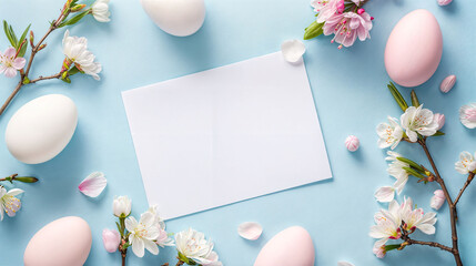 Naklejka na ściany i meble Happy Easter Card Frame Banner Cover Background with text Space for Greeting or Social media Post. Pascha Fest. Neo Art Cards E V 3 13