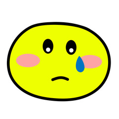 Sad with Tear Yellow Emoji Icon, Emoticon Round Design