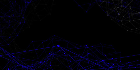 Abstract connecting dots and lines with geometric background. Geometric plexus structure cybernetic concept. Internet connection network high digital technology with connecting points and lines.