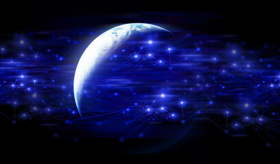 element of this images furnished by nasa, a earth global world with digital data internet and network ai robot, 2d illustration
