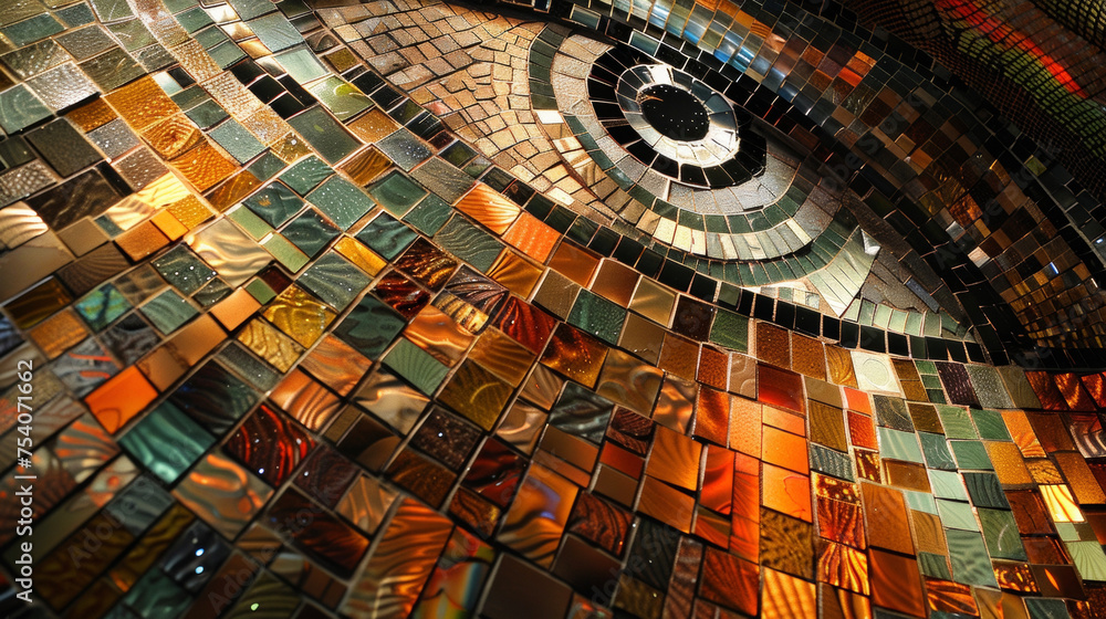 Poster a mosaic of abstract patterns and textures mirroring the diverse sounds and rhythms of the music. th