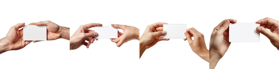 Hands sharing a blank card or a ticke  Hyperrealistic Highly Detailed Isolated On Transparent Background Png File - obrazy, fototapety, plakaty