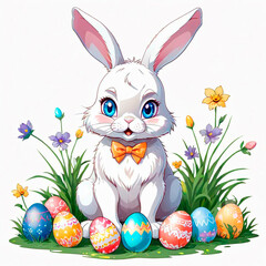 easter bunny and easter eggs