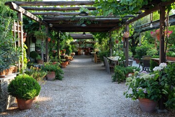 Obraz premium Restaurant located in a beautiful garden