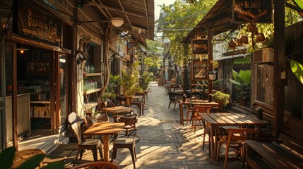 Restaurant is right at the street corner, offering a picturesque view of the street and an exotic atmosphere.
