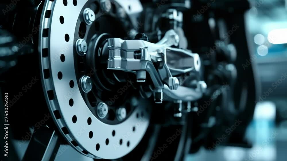 Poster in the closeup shot the camera focuses on the brake calipers piston showcasing its sy build and prec