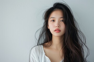 Asean disheveled hair girl model