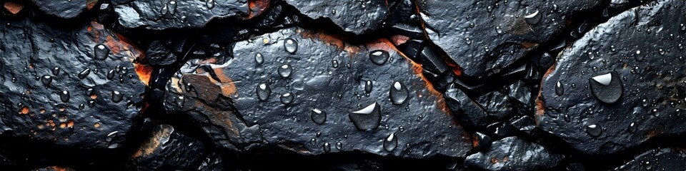Charred Wood Texture with Raindrops - Abstract Artistic Background