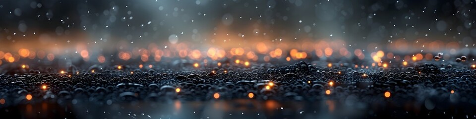 Rainy Night with Firelight and Blurred Lights, To convey a sense of grandeur and mystery on a rainy night - obrazy, fototapety, plakaty