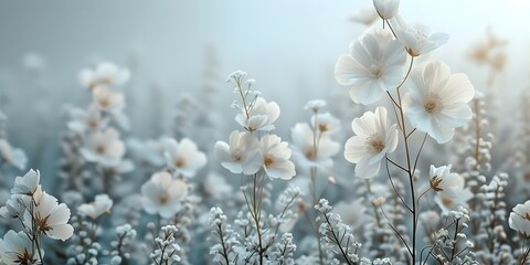 Full Bloom White Flowers in Soft Morning Light A Serene and Ethereal Natural Palette