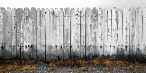 Weathered White Wooden Fence with Contrasting Background, This image would work well as a background for text or design elements, showcasing the