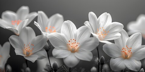White Crocuses in Full Bloom An Elegant Contrast of Lightness and Depth
