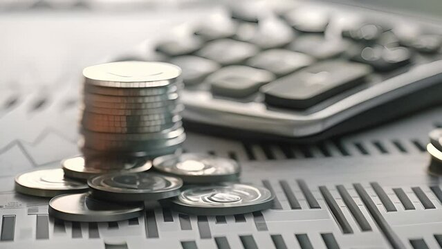 A conceptual image featuring a pile of coins and a calculator, symbolizing financial analysis and wealth management.
