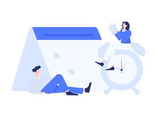 Flat vector illustration of business people operating work scene
