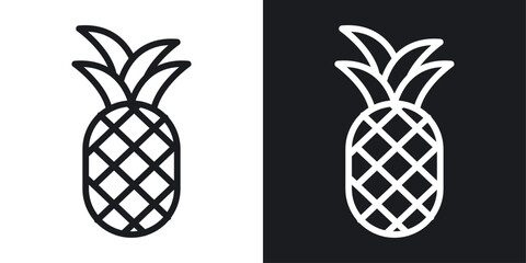 Pineapple Icon Designed in a Line Style on White background. - obrazy, fototapety, plakaty