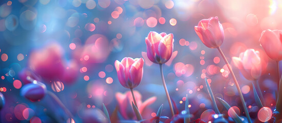 tulips flower spring nature concept background - obrazy, fototapety, plakaty