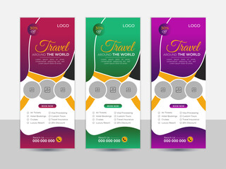 Modern Travel Roll Up Banner Design, Vector Graphic Design, Pull Up Banner Design For Travel Agency