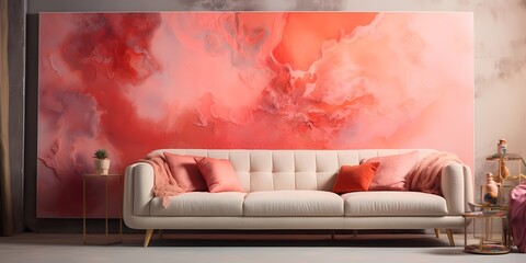 Coral hues dance across the grainy texture, infusing the versatile canvas with a burst of playful energy.