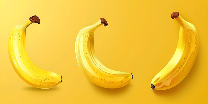 A banana on yellow background Slices of single ripe banana on pastel yellow background.AI Generative