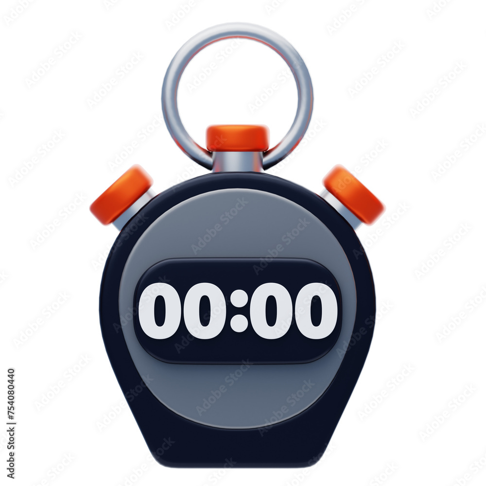 Poster 3d stopwatch time tracker. 3d illustration, 3d element, 3d rendering. 3d visualization isolated on a