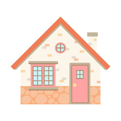 Cute house isolated on white background.