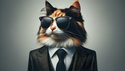 Calico Cat in a Suit