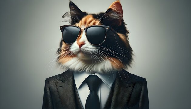 Calico Cat in a Suit