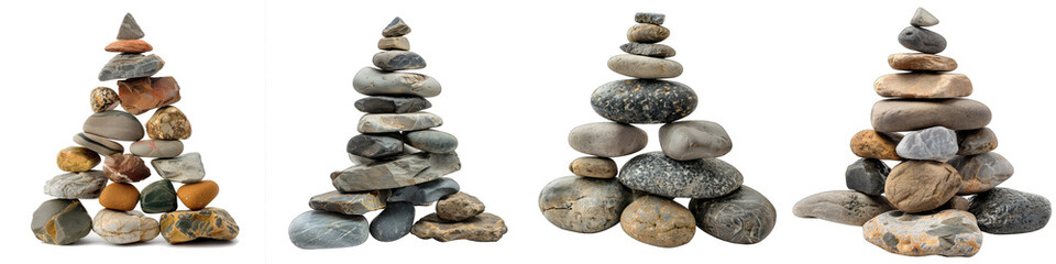 Fototapeta na wymiar Pyramid of sea stones Hyperrealistic Highly Detailed Isolated On Transparent Background Png File