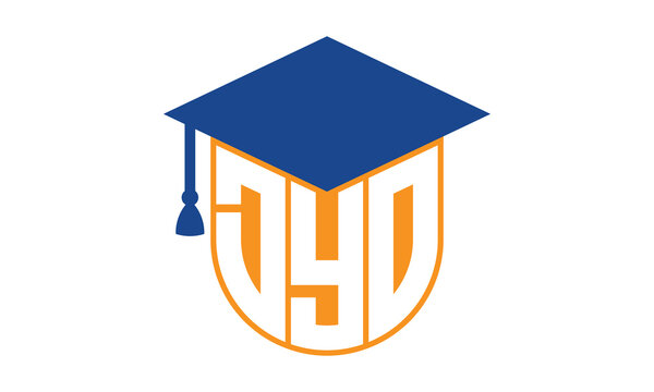 DYO initial letter academic logo design vector template. school college logo, university logo, graduation cap logo, institute logo, educational logo, library logo, teaching logo, book shop, varsity	