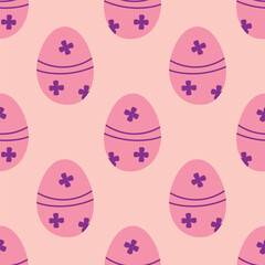 Seamless easter spring vector pattern with easters eggs