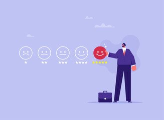 Customer review satisfaction feedback survey concept, users gives a ratings to service experience on online application