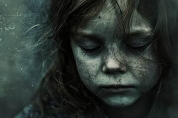 portrait of sad abandoned lonely child