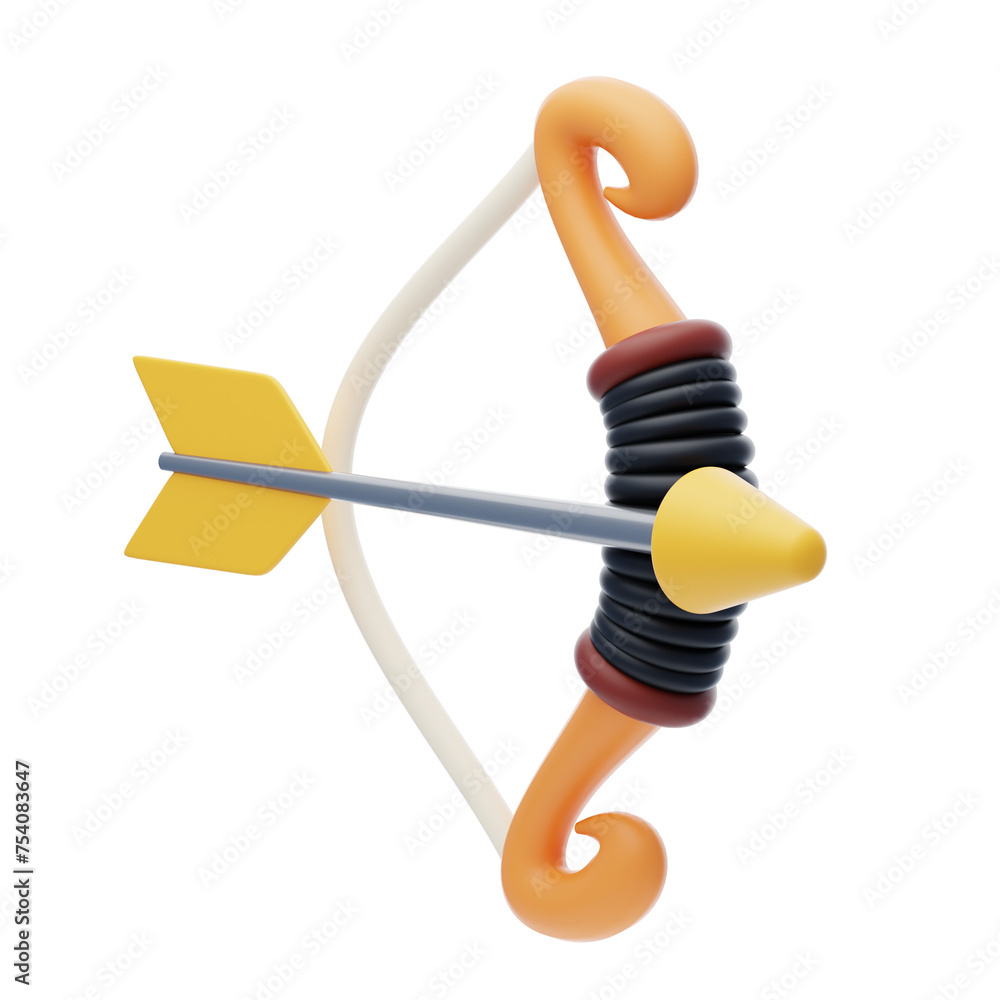 Poster 3d archery bow accuracy. 3d illustration, 3d element, 3d rendering. 3d visualization isolated on a t