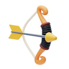 3D Archery Bow Accuracy. 3d illustration, 3d element, 3d rendering. 3d visualization isolated on a transparent background