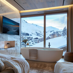 salle de bain luxueuse à la montagne