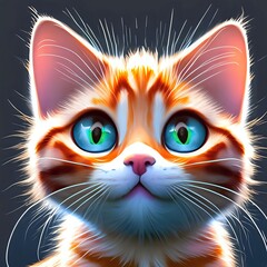 THERE IS A CAT WITH GREEN EYES AND A PINK NOSE AI GENERATED