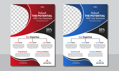 Modern clean & professional leaflet  template design for business .