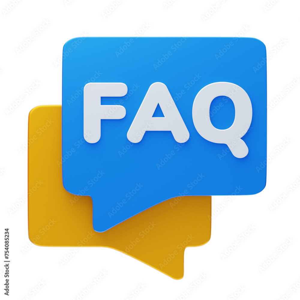 Poster 3d faq information hub. 3d illustration, 3d element, 3d rendering. 3d visualization isolated on a tr
