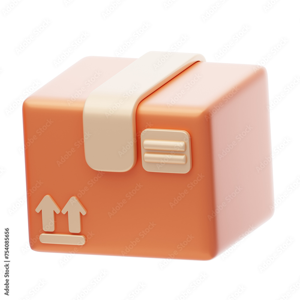 Poster 3d package parcel presence. 3d illustration, 3d element, 3d rendering. 3d visualization isolated on 
