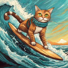 서핑타는 고양이