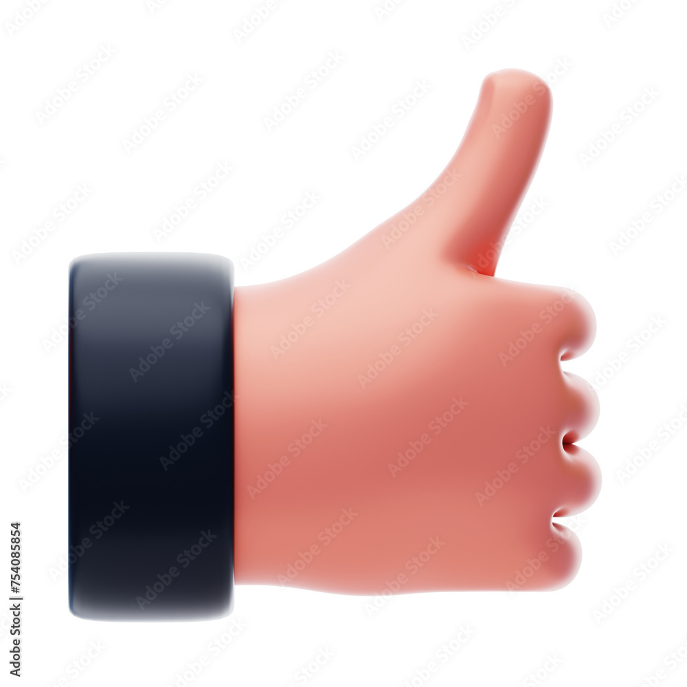 Poster 3d thumb up approval icon. 3d illustration, 3d element, 3d rendering. 3d visualization isolated on a