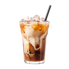 Ice coffee glass isolated in white background