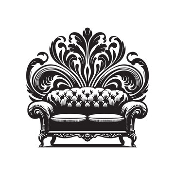 recommend clip art: Achieving Visual Harmony: Integrate the Loveseat Silhouette into Designs for Balance and Cohesion. Loveseat Illustration - Loveseat Vector