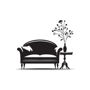 recommend clip art: Sophistication Defined: The Loveseat Silhouette Adds a Distinctive Touch to Any Interior Design. Loveseat Illustration - Loveseat Vector