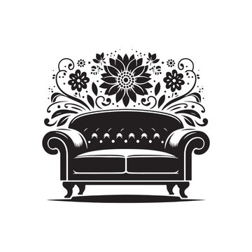 recommend clip art: Timeless Allure: Embrace the Enduring Charm of a Loveseat Silhouette - A Flexible Design Element. Loveseat Illustration - Loveseat Vector