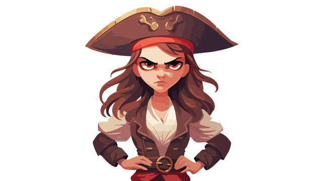 A cartoon pirate girl looking angry.